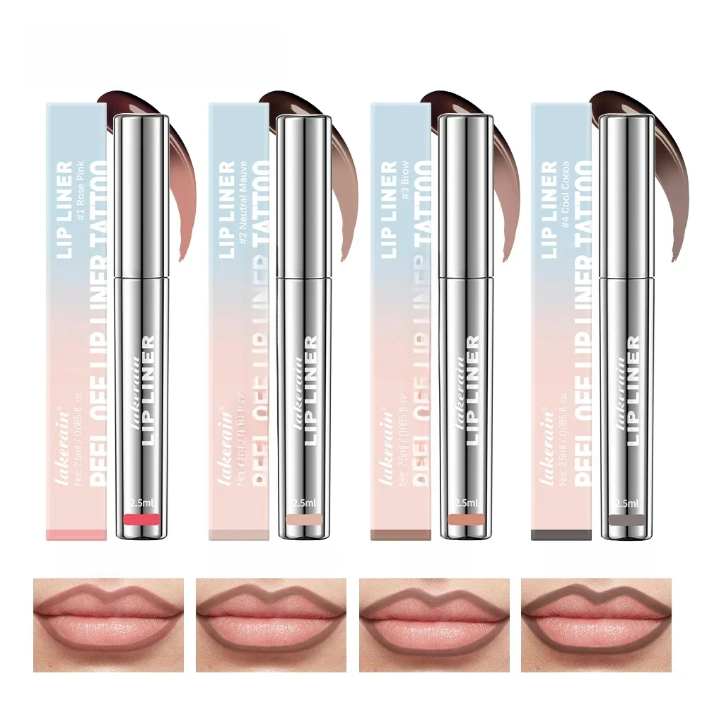 Wysoce pigmentowana konturówka do ust Tatuaż Matte Peel Off Enhance Lip Liner Trwała plama na usta Wodoodporna 4 kolory Odporna na transfer szminka — zdjęcie 2
