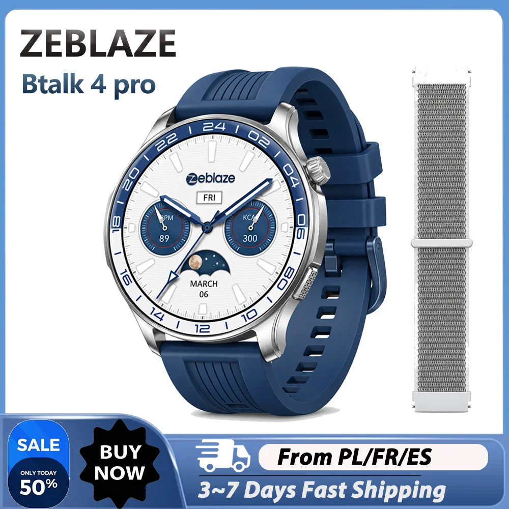 Neue Zeblaze Btalk 4 Pro Smartwatch, 1,43" AMOLED-Display, Bluetooth-Sprachanrufe, Herzfrequenz- und Blutsauerstoff-Gesundheitsmonitor, Sport- und Fitness-Smartwatch für Herren