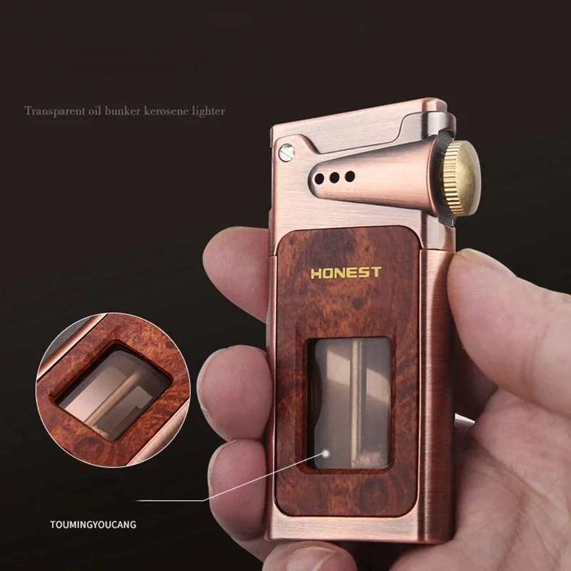 

HONEST Portable Retro Grinding Wheel Kerosene Lighters Creative Outdoor Metal Windproof Luxury Cigar Lighter Men's Gift