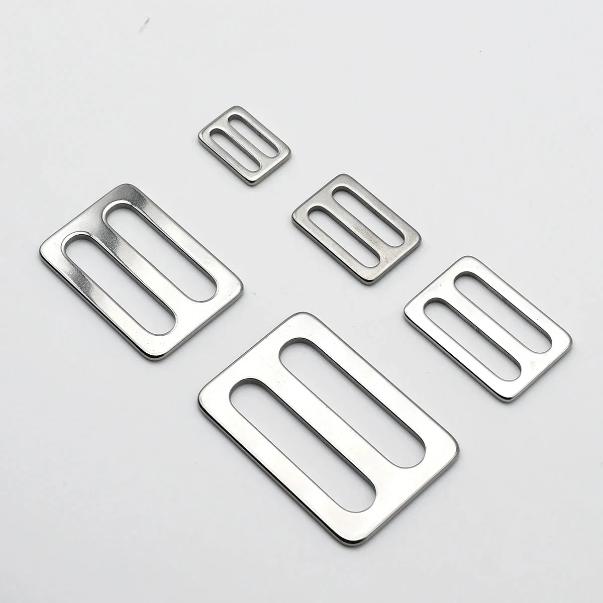 Buclke – anneau carré en acier inoxydable, 1 pièce, ajusteur de sangle Tri-Glide, pièces de sac coulissant complet, collier pour chien, laisse pour animaux de compagnie, sangle