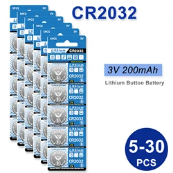 5-30Pcs CR2032 Button Lithium Battery 3V 200mAh For Clock Electronic Remote Toys Car Key For CR 2032 Cell Coin Lithium Battery