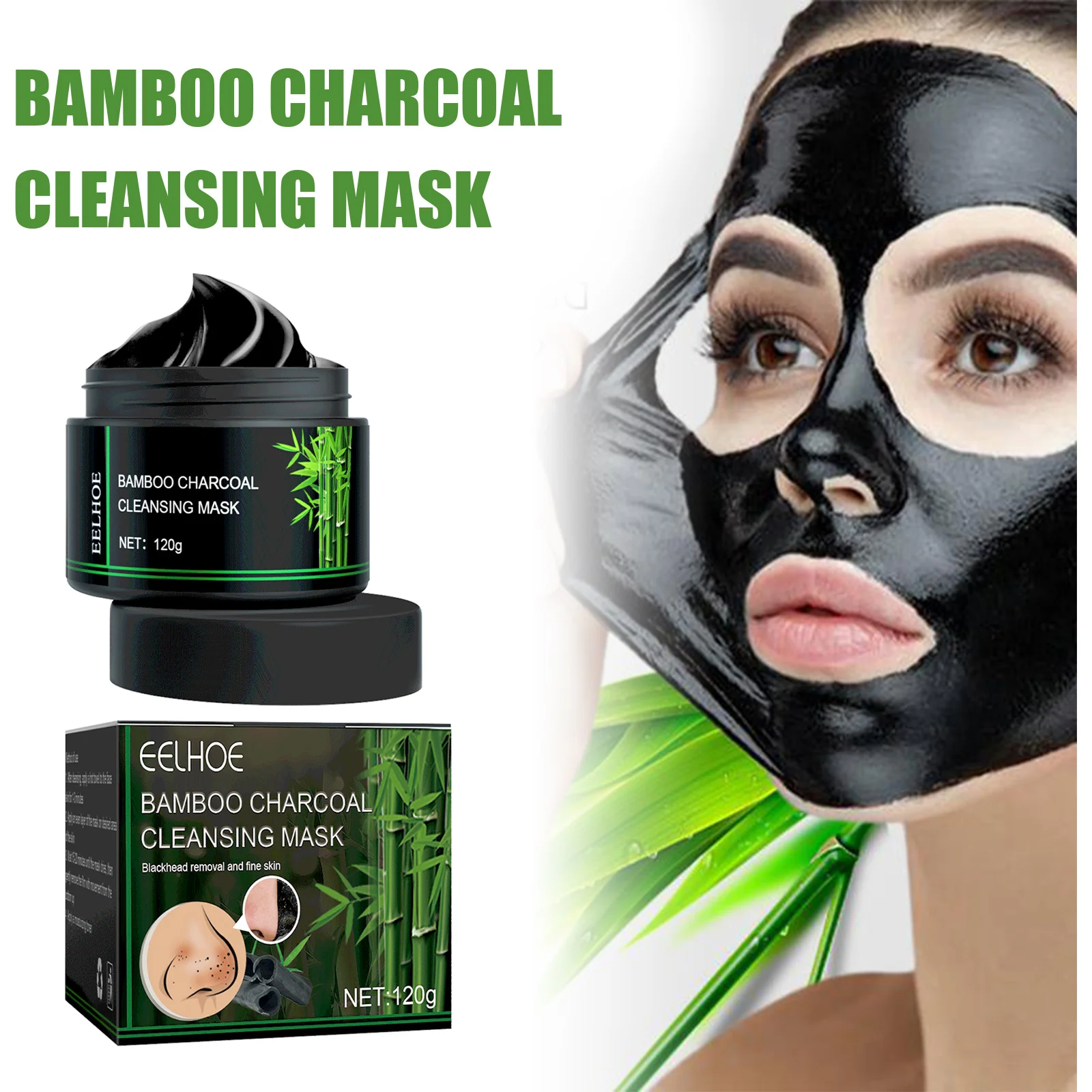 Eelhoe Charcoal Face Mask Nose Strips Toothpaste Blackhead Remover Clean Pores Teeth Whiten Oil Control  Face Teeth Clean Series