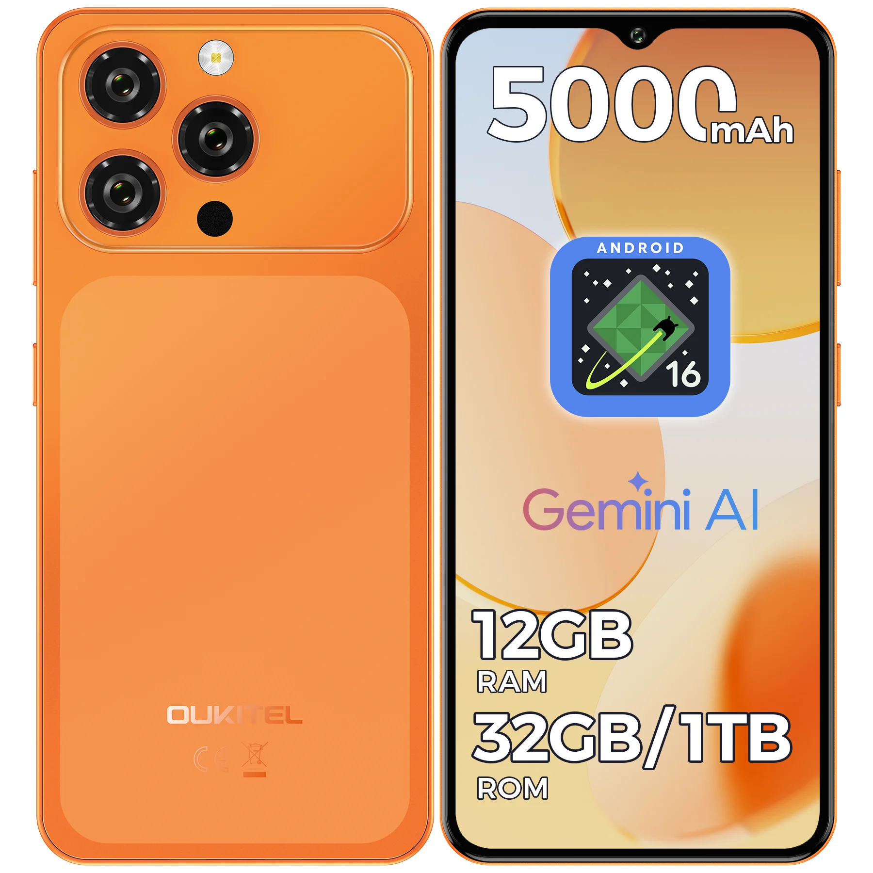 OUKITEL C17 Unlocked Cellphone,Android 16， 6.52-inch Display