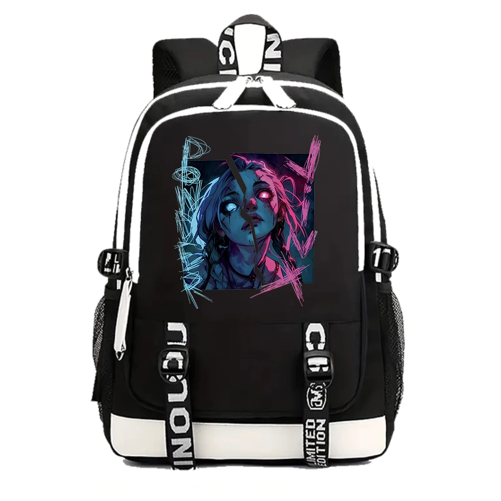 Arcane-Jinx Backpacks Girls School Bag for Teenager Laptop School Anime Backpack for Fans Gift