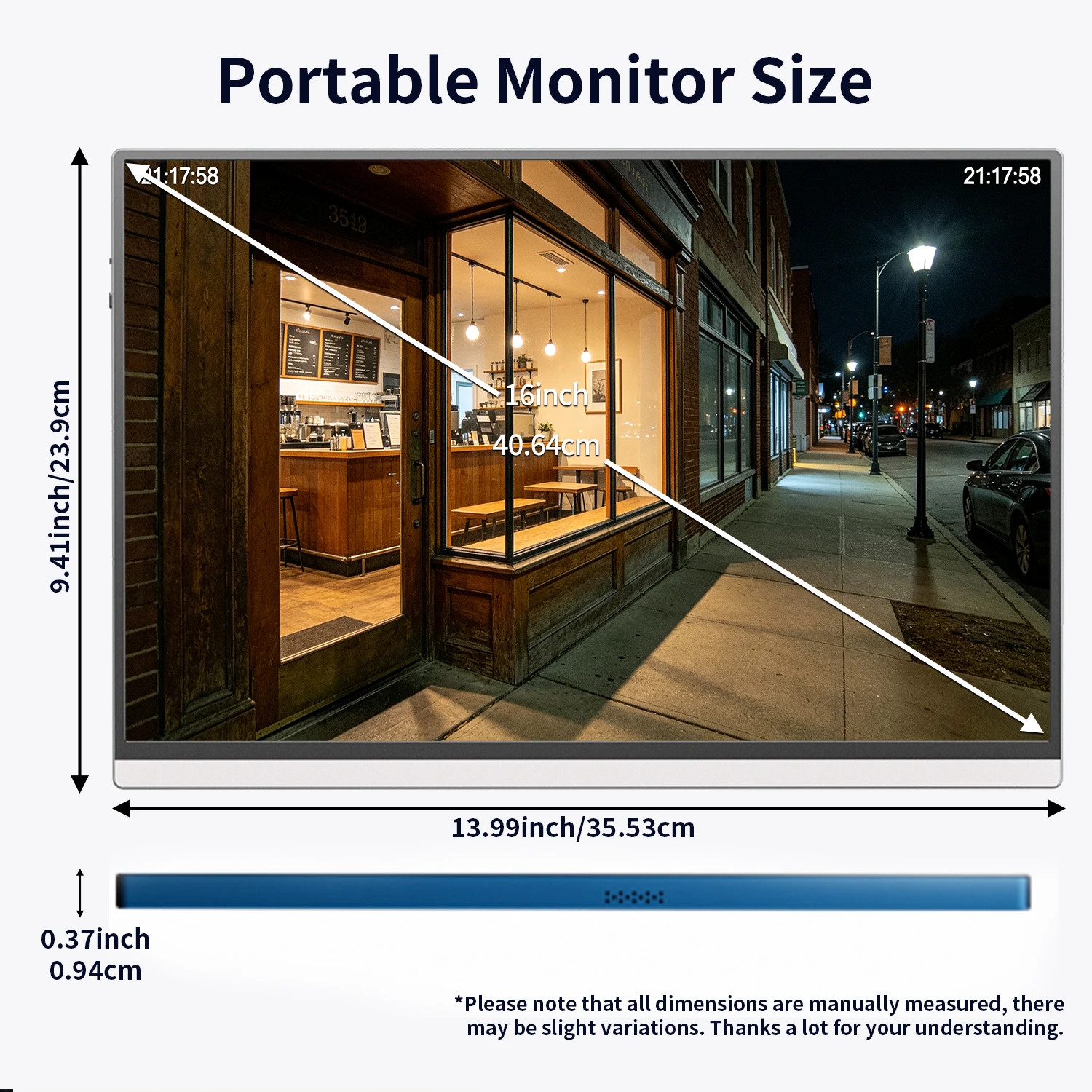 VEOUT 16 Inch 1200P CCTV Surveillance Monitor, 60Hz Smooth Display, Portable Lightweight Secondary Screen for Retail Store Warehouse Home Security Camera System