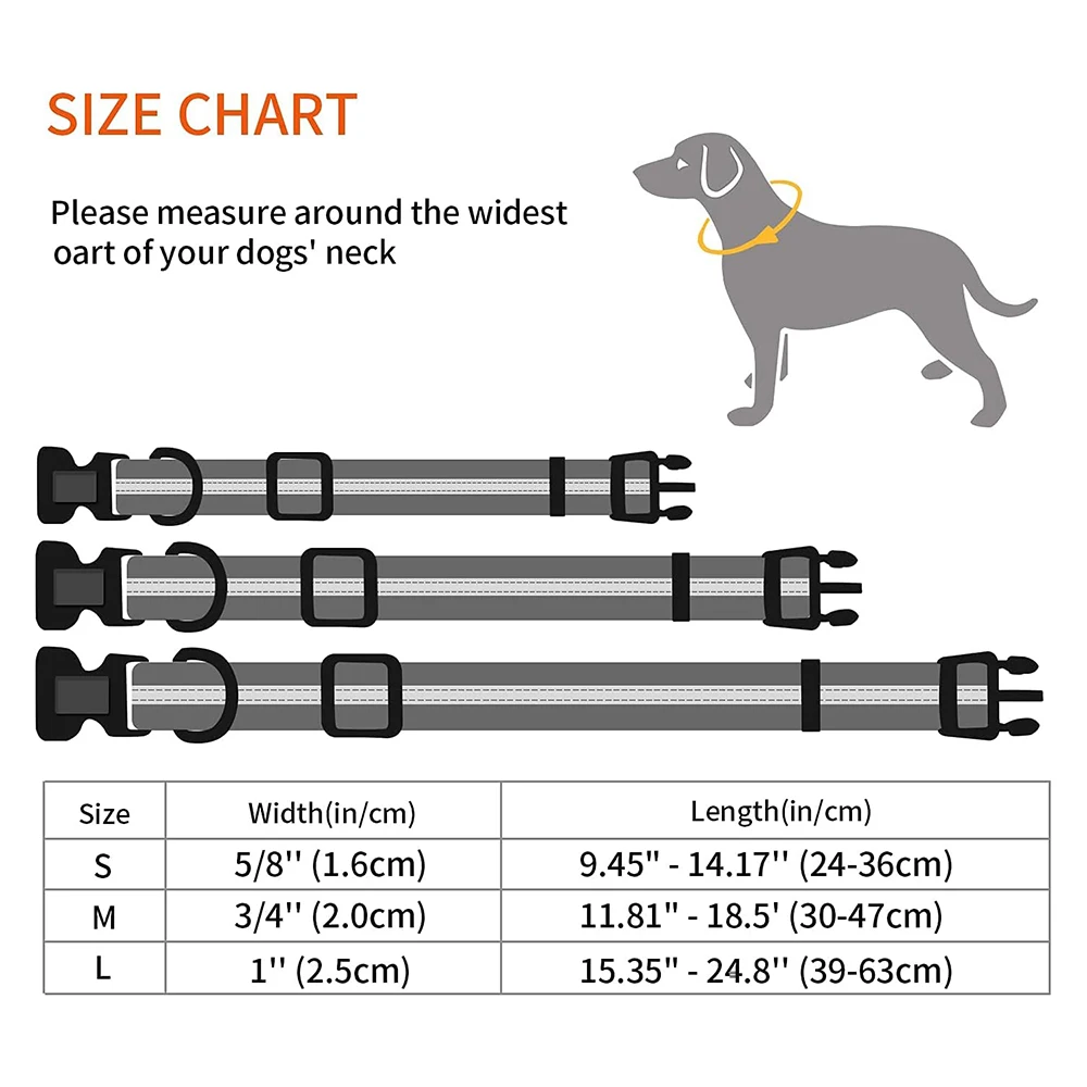 PVC Pet DOG Collar Waterproof Anti-Odor Durable Adjustable Polyester Soft with Reflective Stripe Basic Dog Collars S/M/L