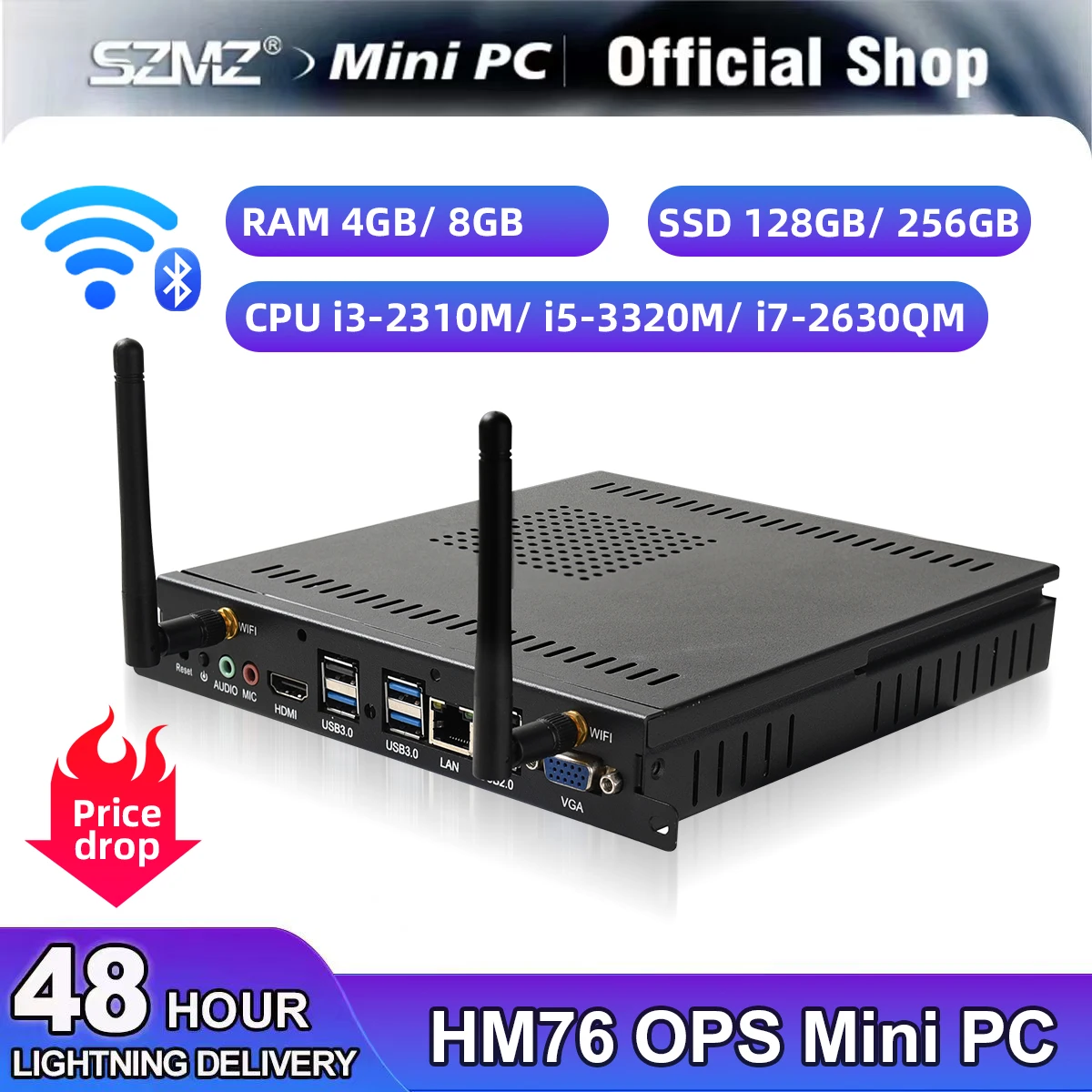 Мини-ПК OPS 11 с процессором i3/i5/i7, 4G/8G, 128/256 Гб SSD, Поддержка Windows 10, Wi-Fi, Gigabit Ethernet, VGA, HD дисплей, USB порт