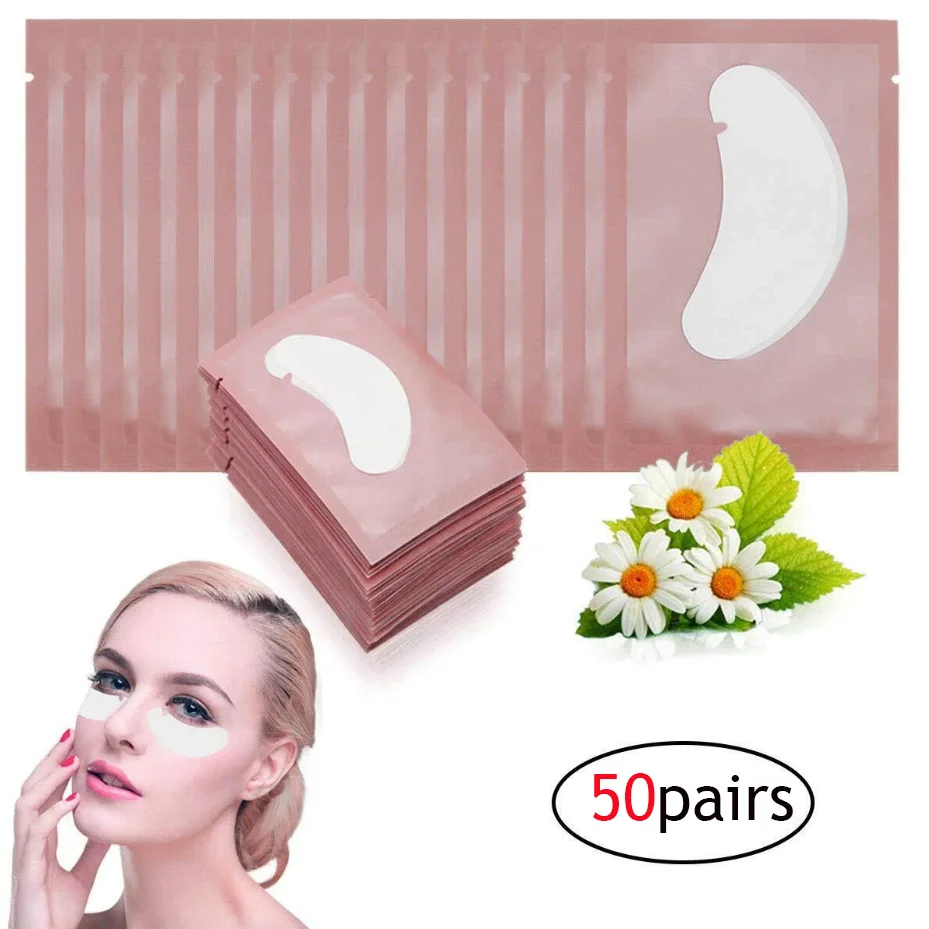 50pairs Wimper Extension Papier Patches Niet-pluizende Onder De Ogen Pads Geënte Eye Stickers Hydrogel Wimpers Patch make-up tools