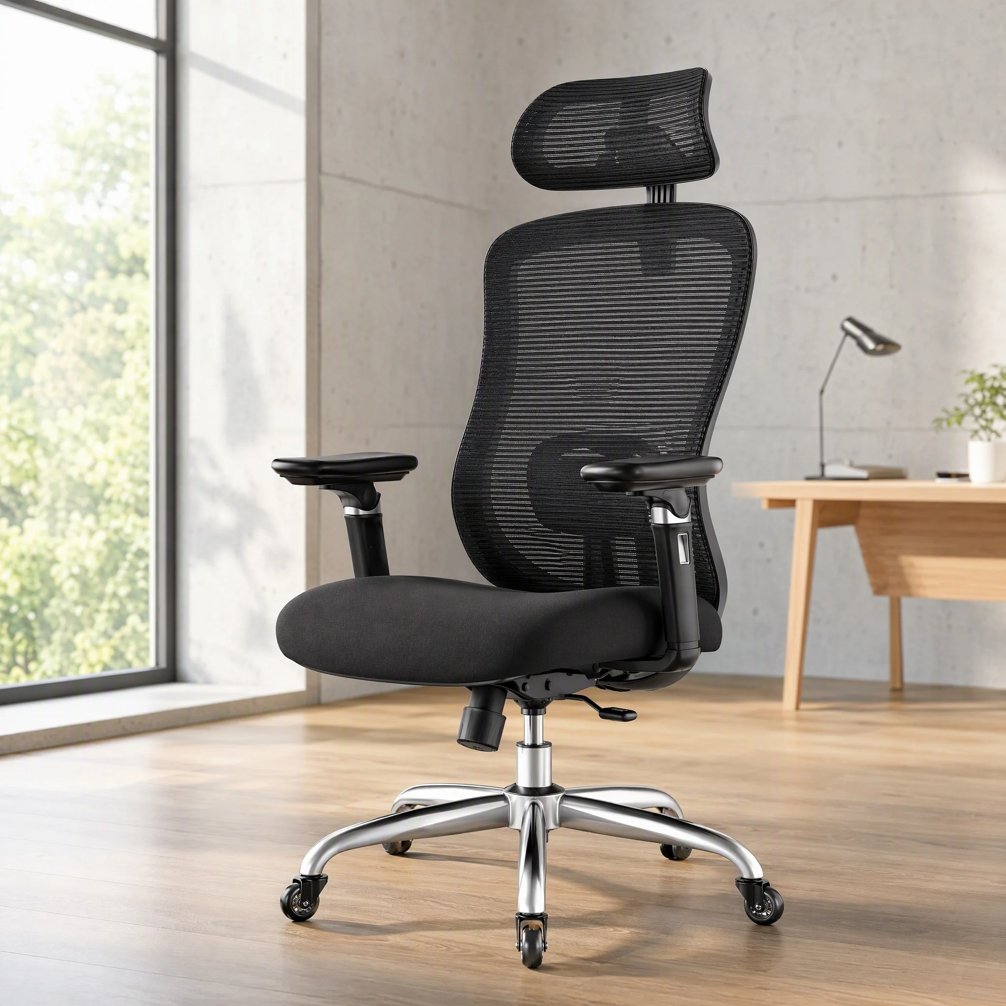 Sedia ergonomica da ufficio, con capacità di carico fino a 150 kg, braccioli regolabili in 6 direzioni, poggiatesta 3D, sedile scorrevole e supporto lombare, blocco di inclinazione a 4 livelli, sedia