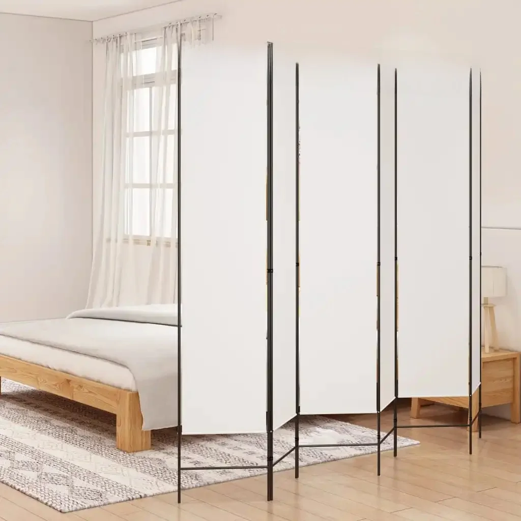 Vidaxl White 6-Panel Room Divider 240X200 Cm Fabric Privacy Screen,Blackout Screen,Interior Decoration