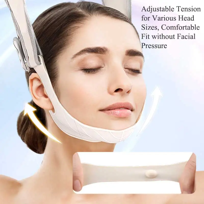 حزام رفع الوجه سيليكون القابل لإعادة الاستخدام ، مزيل الذقن المزدوج ، تقليل خط الخامس ، حزام الذقن ، التفاف التخسيس الوجه