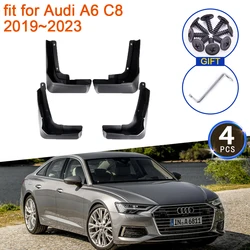 for Audi A6 C8 2019 2020 2021 2022 2023 Mud Flaps Mudguards Anti-splash Upguards Fender Front Rear Wheels 4Pcs Car Accessories