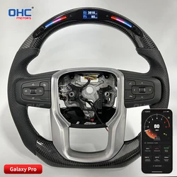 OHC Motors 100% Real Carbon Fiber RPM Light Up LED Steering Wheel Compatible for Chevrolet 22-23 Chevy Silverado GMC Sierra