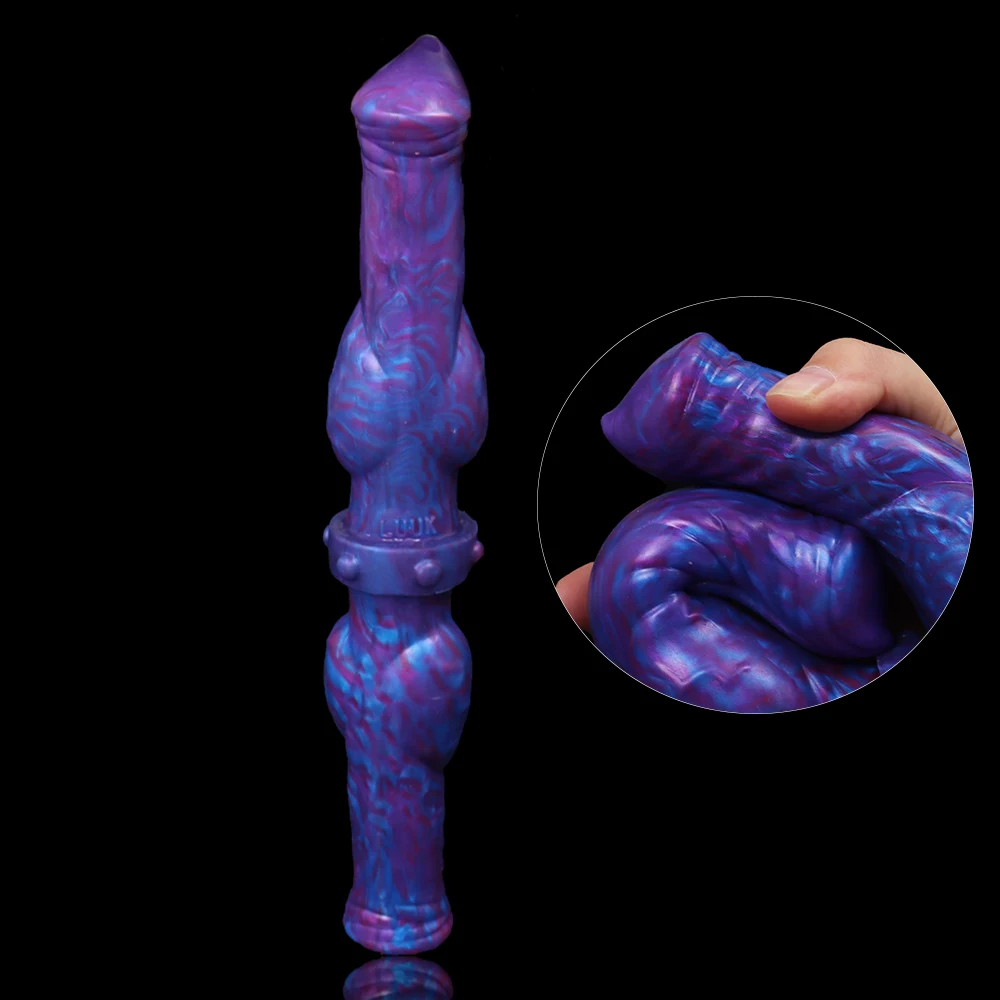 LUUK Blue Demon Doppia Testa Dildo Animale Cane Realistico Pene Lungo Nodo Enorme Spina Anale Massaggio Della Prostata Lesbica Sexy Adlut Shop