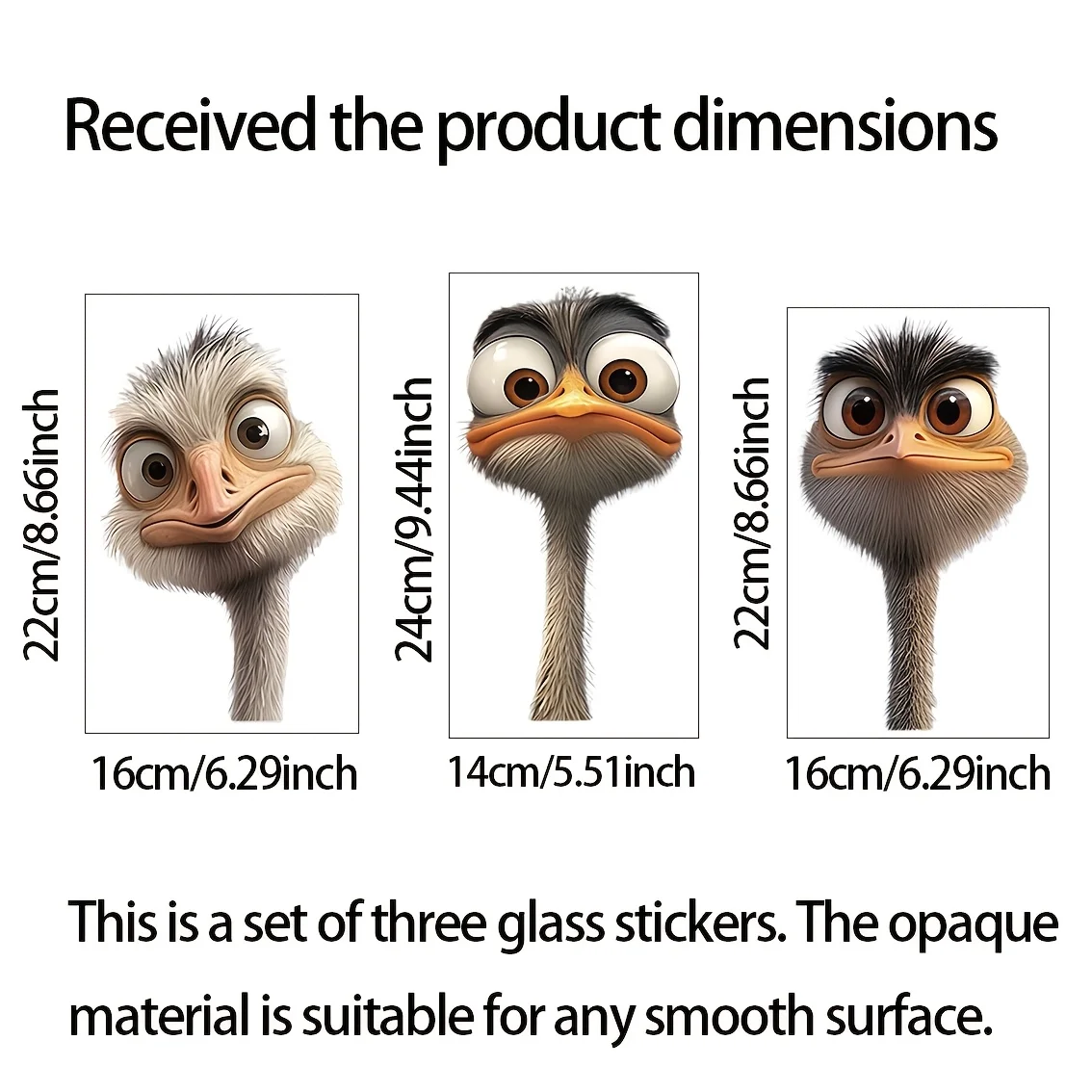 3Pcs Fun Animal Wall Stickers with Quirky Little Ostrich Heads, Pvc Wall Decoration for Home Decor, Suitable for Glass, Tiles, Bathrooms, Kitchens, Bedrooms, Dining Rooms, Trendy Stores, Cafes, and Wall Art, Cute and Attractive Stickers That Are Practical and Easy to Create a Cozy Space view 3