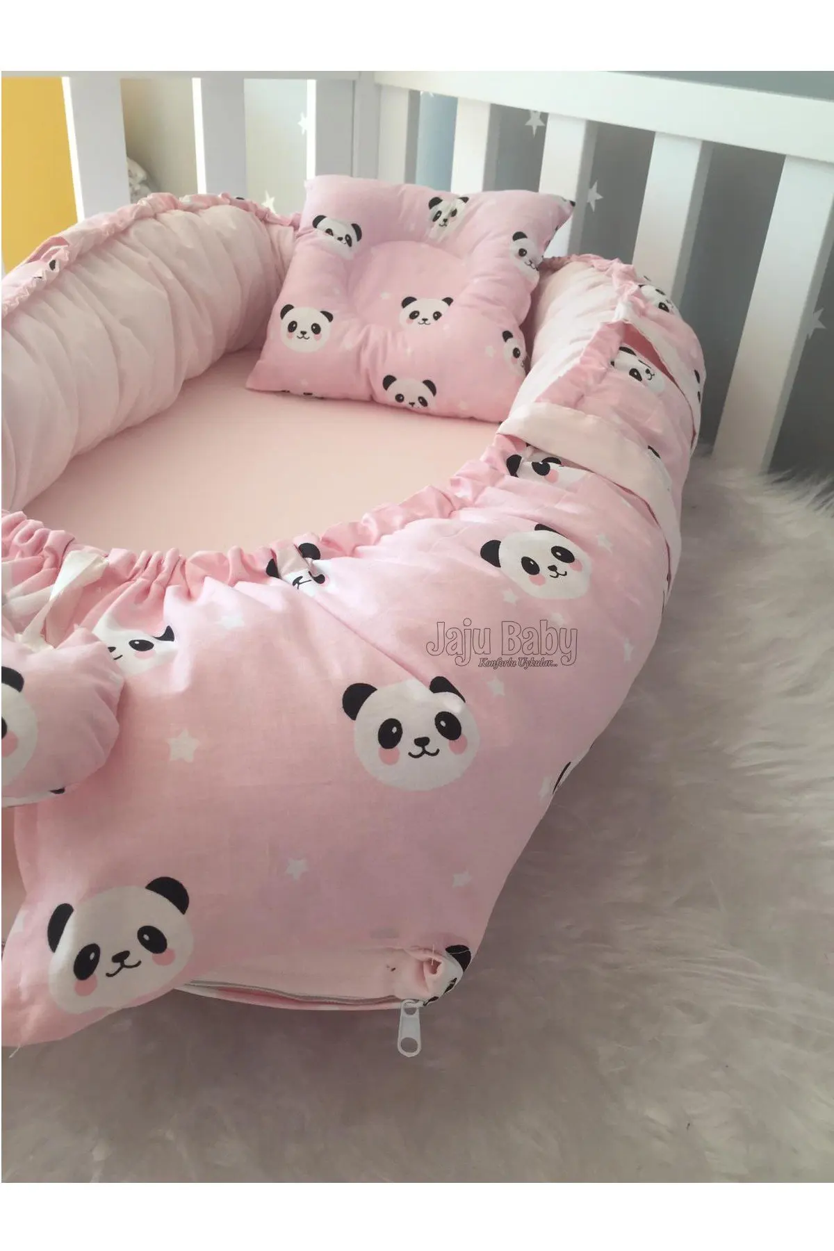 Babynest ortopedico di lusso con Design Panda in polvere fatto a mano