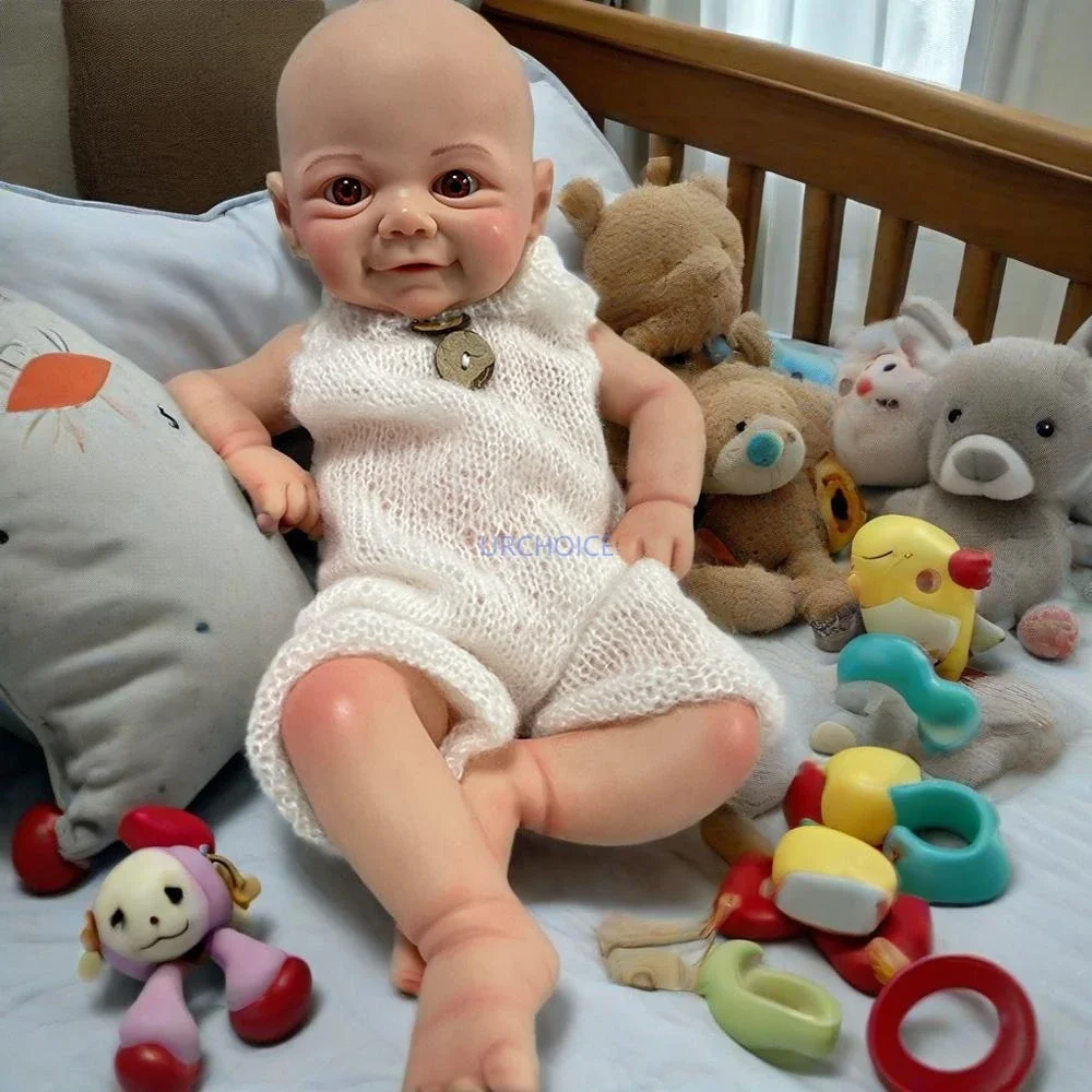 

Realistic 17 Inch Reborn Baby Doll Smiling Face Handcrafted Silicone Babies Easter Children'S Day Toy For Kids Age 3+ Gifts