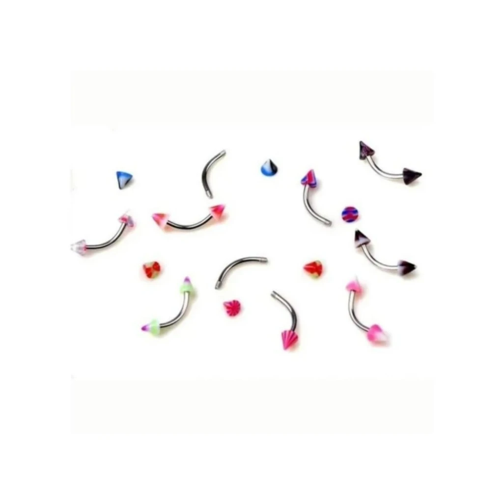 Kit 2 Piercing Spike Preto E Colorido