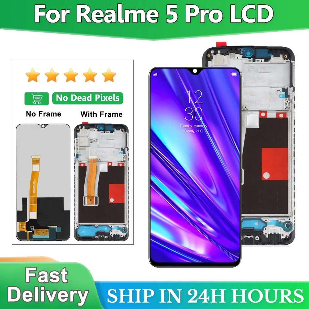 6.3'' AMOLED For OPPO Realme 5 Pro LCD Display Touch Screen Digitizer Assembly Replacement For Realme 5 Pro RMX1971 Display