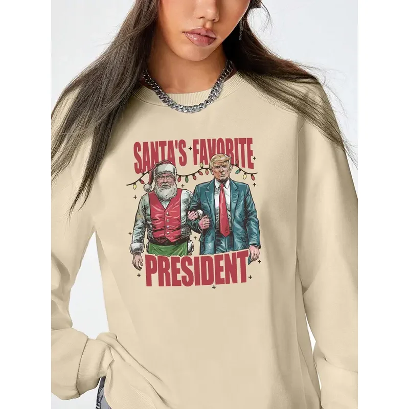 Damen-Sweatshirt mit weihnachtlichem Buchstaben-Aufdruck und tiefer Schulterpartie, lässiger Langarm-Pullover mit Rundhalsausschnitt für Herbst- und Winter-Damen