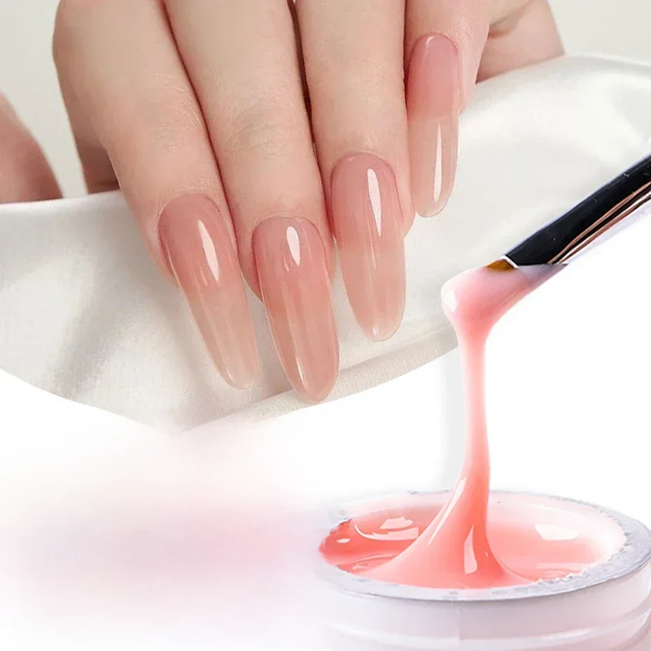 Extension de gelée dure pour ongles, 15ml, Gel de cristal, rose, blanc laiteux, UV, outil de Construction, fournitures de manucure