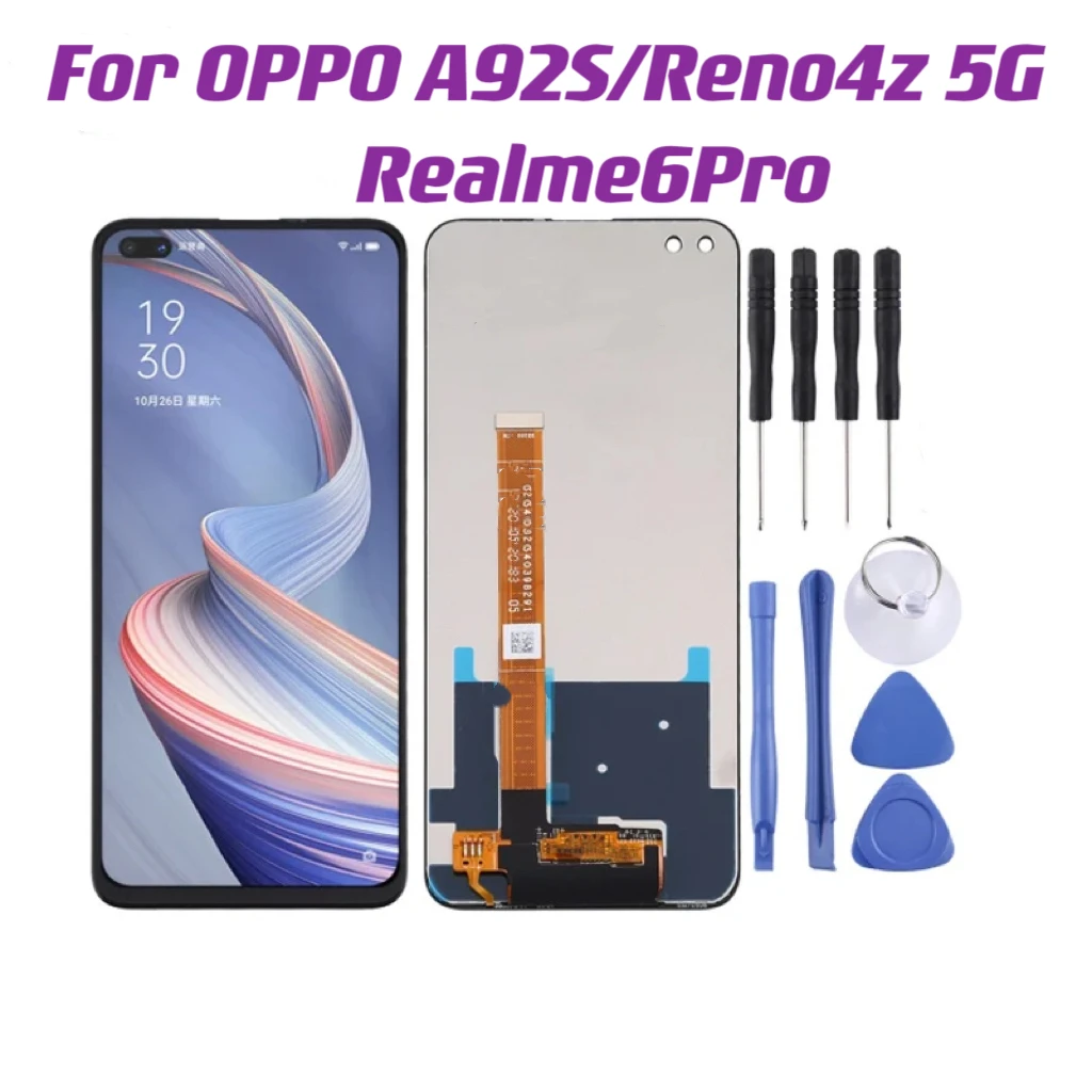 

6.6'' Original Display For OPPO A92S/Realme 6 Pro LCD Display Touch Screen Digitizer Assembly Parts For Oppo Reno4z 5G Display