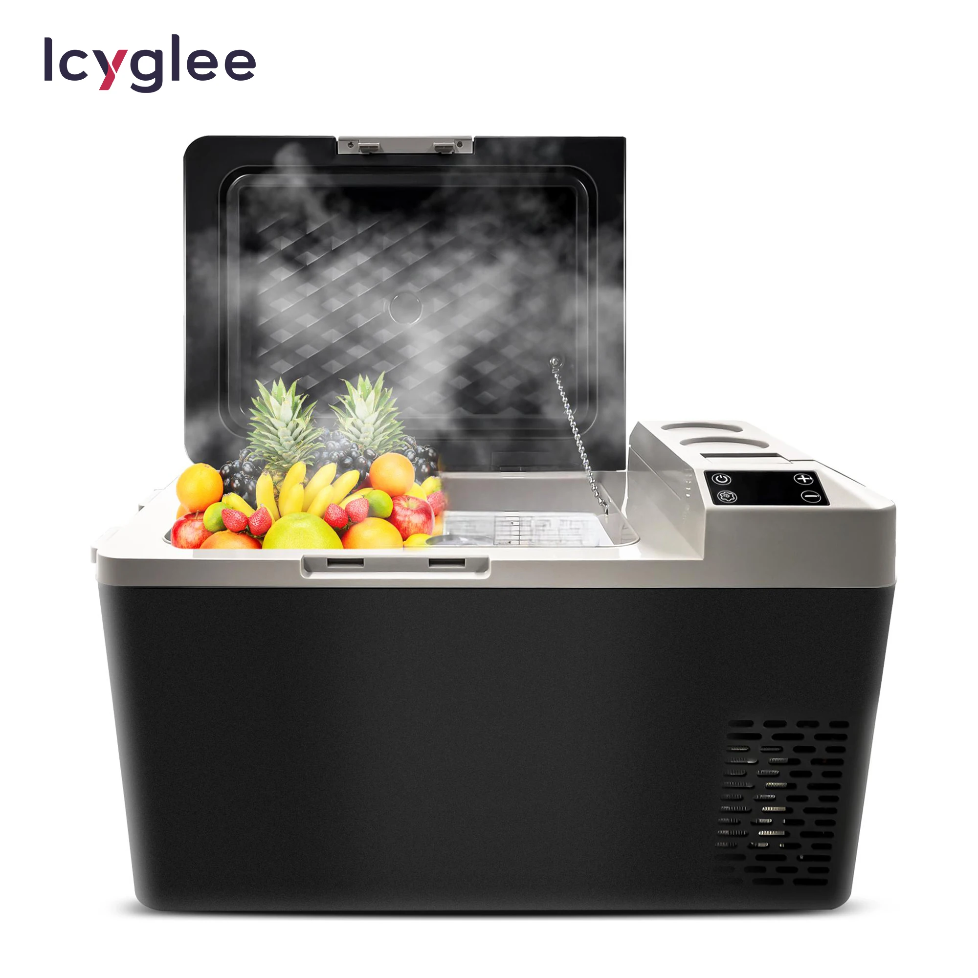 Icygle geladeira portátil para carro, 12v, 23l, controle por aplicativo, freezer, bateria utilizável para acampamento, rv, viagem, caminhão