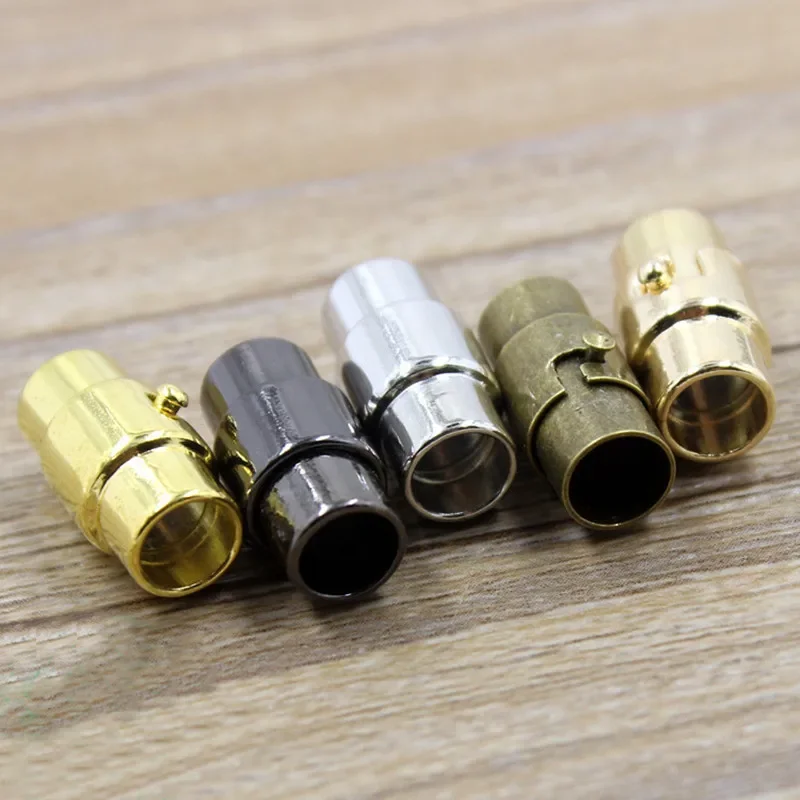 5 Stück 3/4/5/6/7/8/9/10 mm Lederband-Endkappe/Magnetverschluss mit Verriegelungsmechanismus, Stecker für die Herstellung von Armbändern und Halsketten