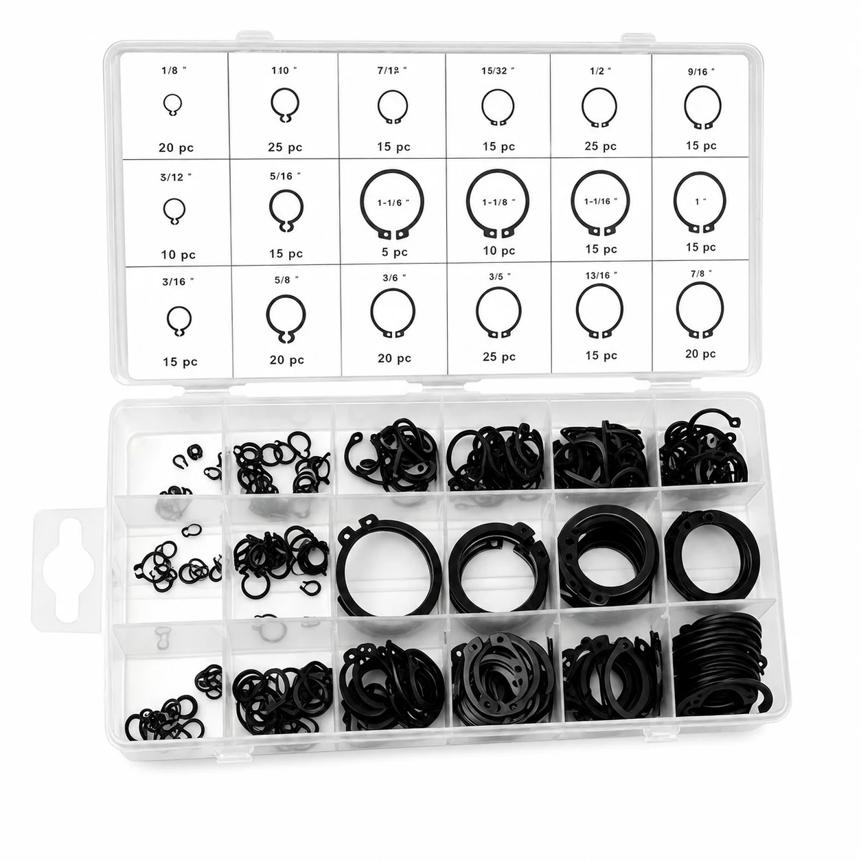 Kit d'assortiment de 300 pièces d'anneaux de retenue de type C avec étui de rangement, clips de retenue pour réparation automobile, entretien mécanique, outils de bricolage