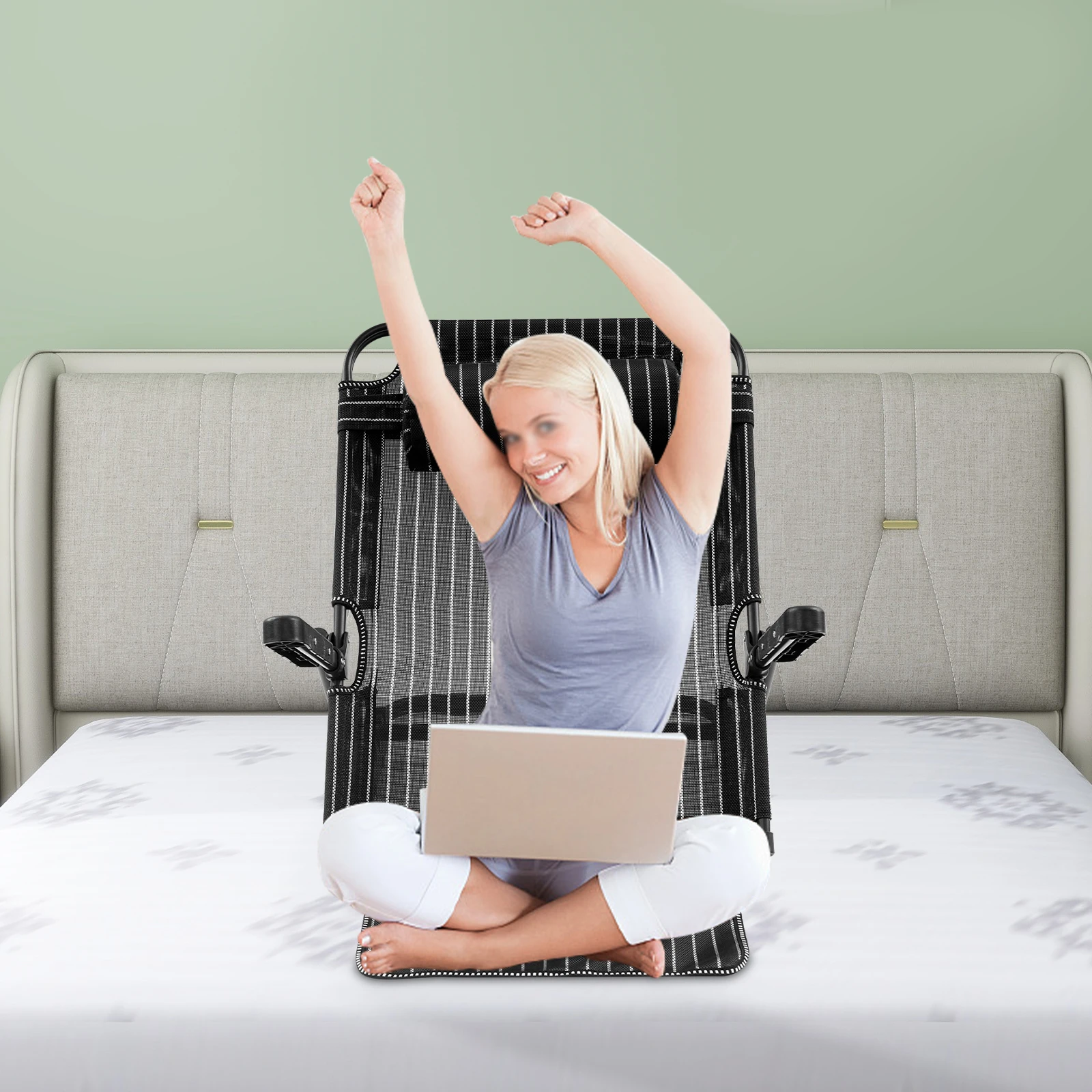 

Черная регулируемая складная опора спинки кровати с подушкой, кресло-кровать для ухода за пациентом с подлокотником для больничных пациентов, пожилых людей