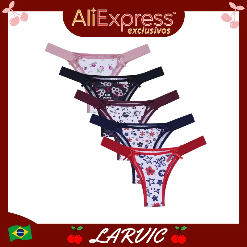 5 or 10 Pieces Elastic Side Printed Panties Kit Women Underwear Sexy Set Thongs Briefs Lingerie