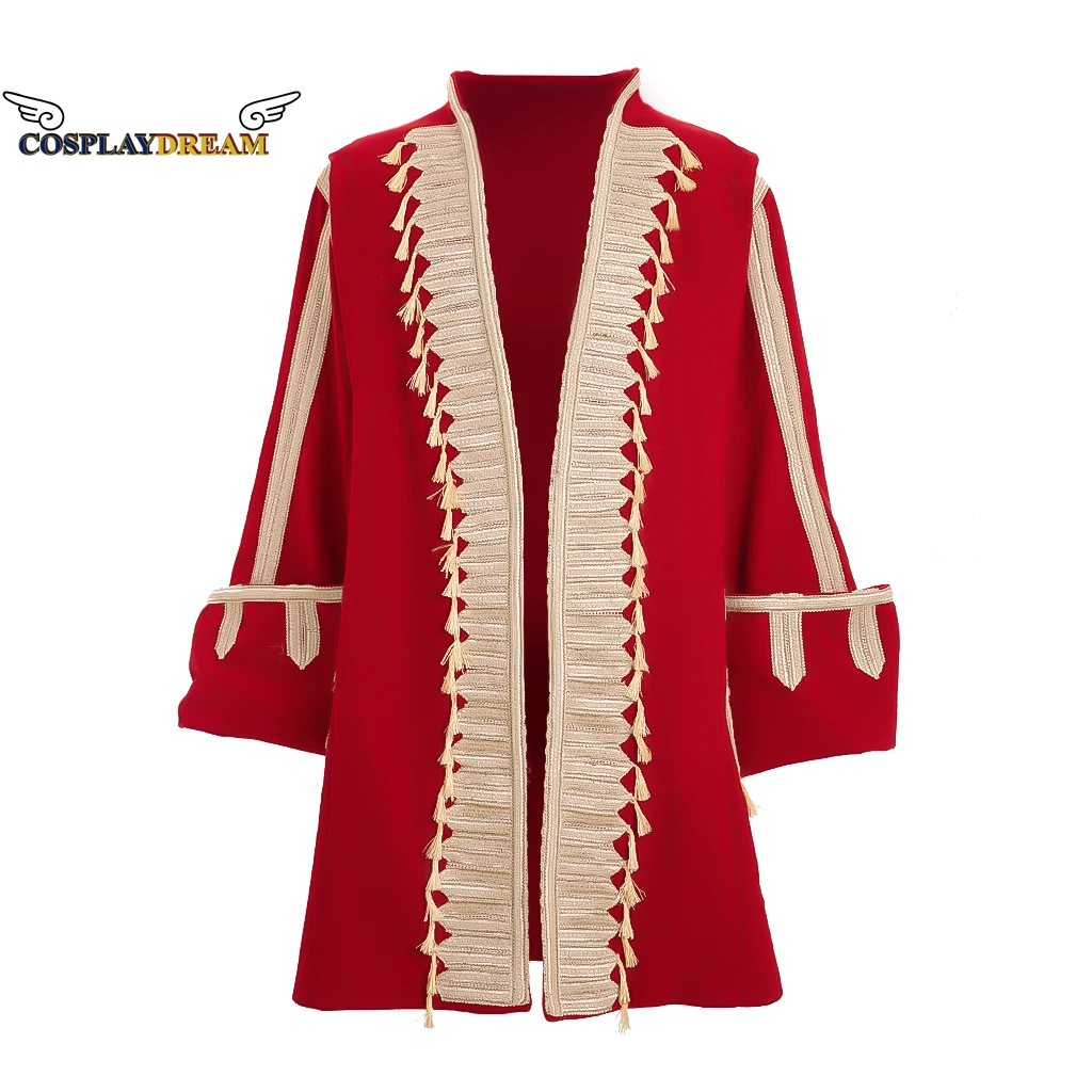 

Medieval Renaissance Steampunk Men Red Frock Coat Vintage Prince Overcoat Victorian Edwardian Jacket Cosplay Costumes