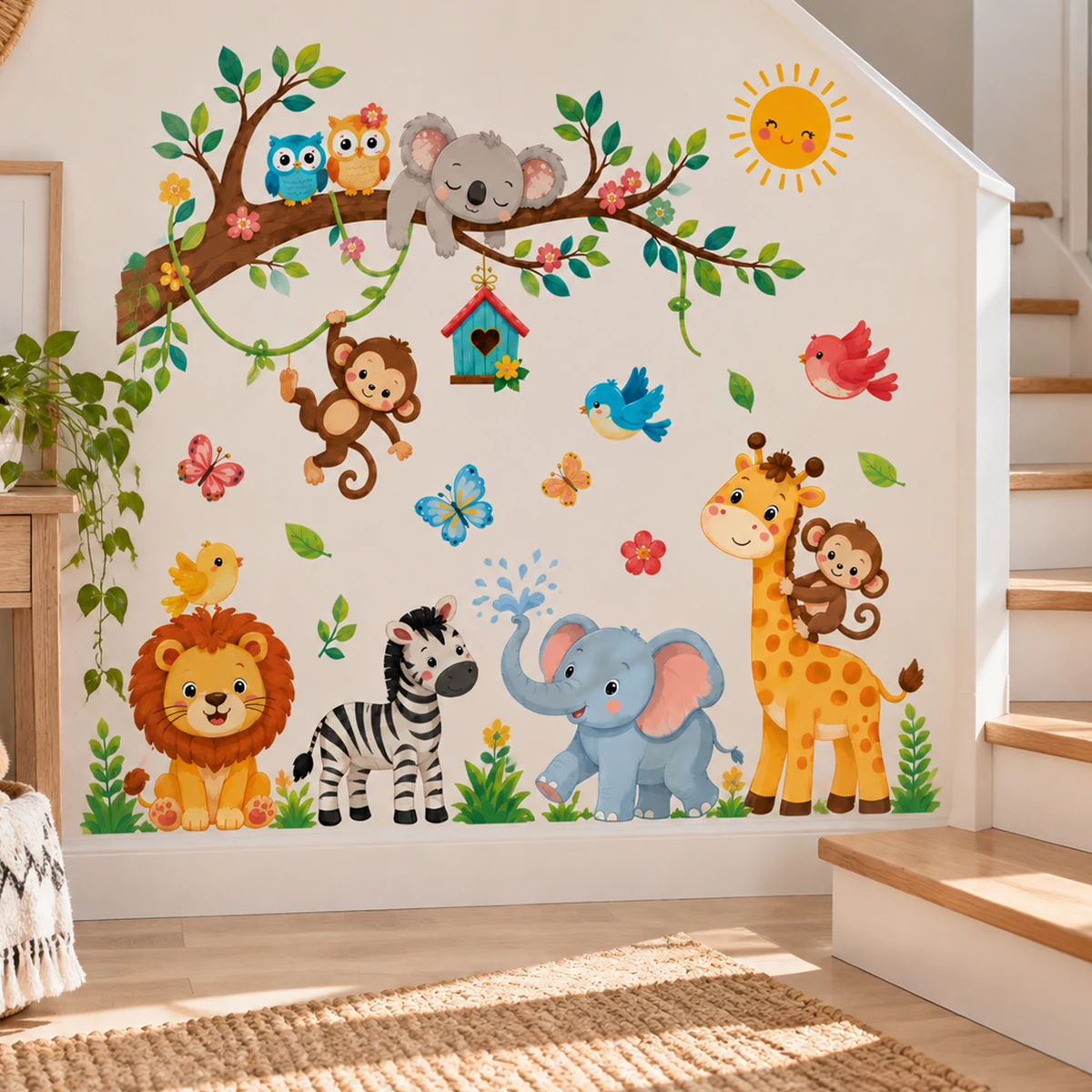 Jungle Animal Wall Decal Safari Animals Wall Sticker Woodland Wall Decor Kids Room Nursery Bedroom