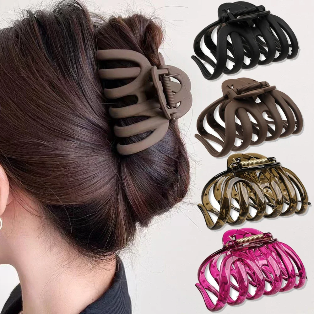 Duże pazury do włosów dla dziewczynek Czarne akrylowe spinki do włosów Barrette Crab Spinki do włosów Przezroczyste damskie akcesoria do włosów Koreańskie nakrycia głowy Stylizacja — zdjęcie 2