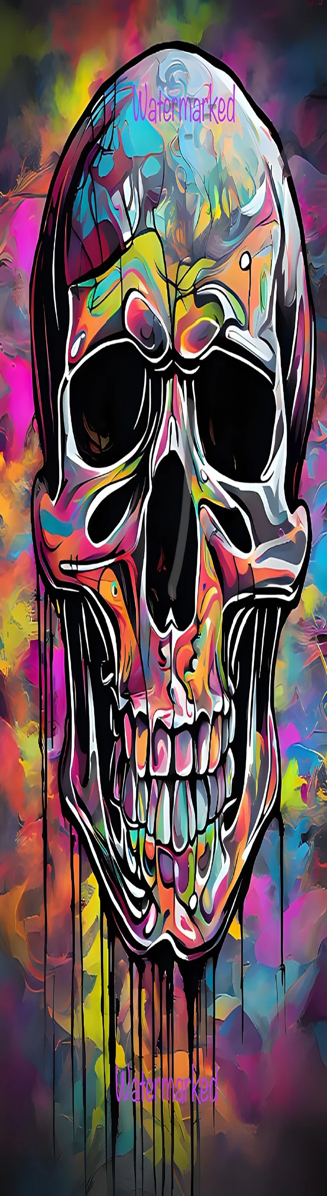 Multicolor Watercolor Melting Skull Pattern Electric Scooter Anti-slip Sticker Sandpaper Skateboard Grip Tape Sheet 84*23cm