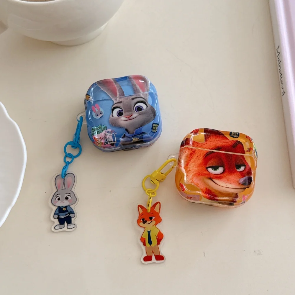 

Popular Zootopia Judy Nick headphone protective case, suitable for AirPods4/3/2Pro/2/3, with pendant, shockproof protective case