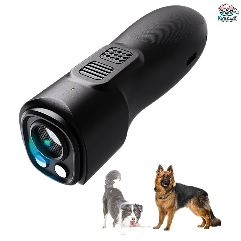 Ultrasonic Dog Repeller High Power Training Device with Flashing Light Portable Rechargeable Pet Tool