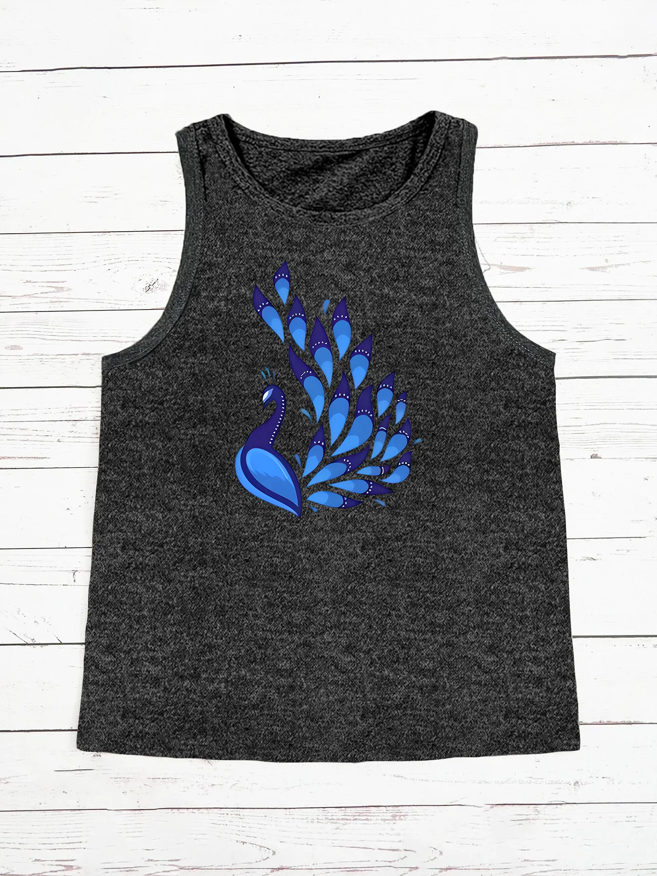 Animal Peacock Opening Tail Summer Fashion Funny Sports Women's Tank Top Loose O Neck Sleeveless Casual Tank Top