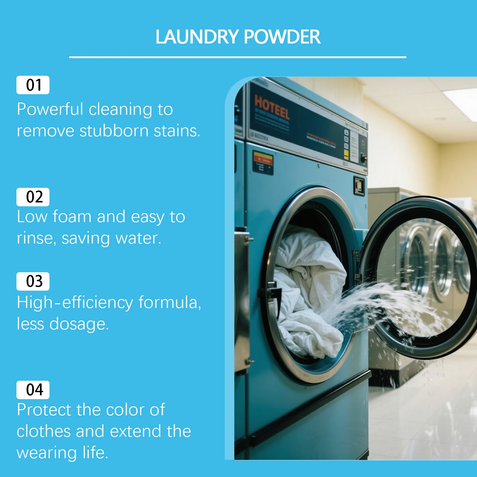 JUE FISH Laundry Washing Powder Gentle Stain Remover Fresh Scent Powerful Cleaning Oil Stain Low Foam Easy To Rinse Protect Color view 6