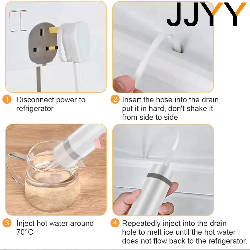 JJYY 1 Set/5 Pcs Refrigerator Drain Hole Remover Cleaning Tool Kit Dredge Fridge Drain Hole Remover Home Suction Syringe