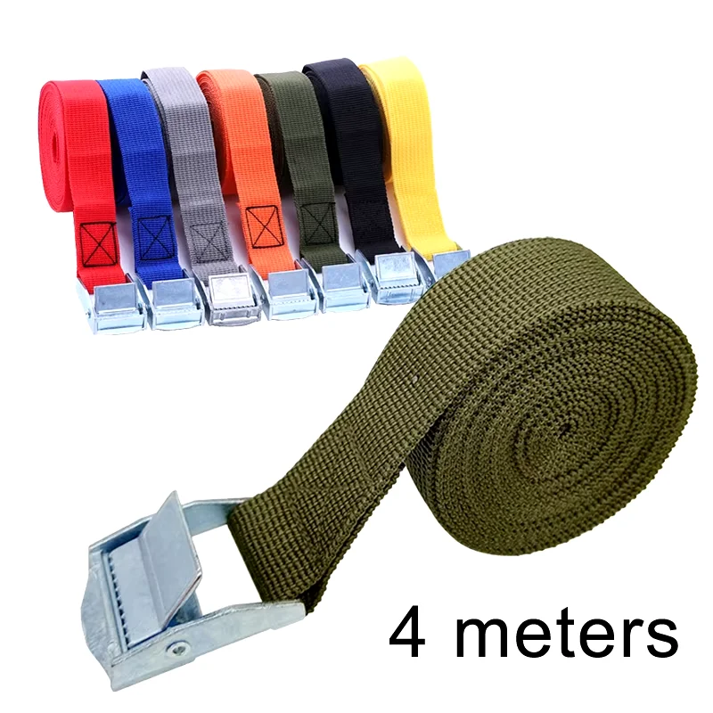 4M Cargo Straps With Buckle Tie-Down Belt for Motorcycle Car Bicycle Metal Tow Rope Strong Ratchet Fixing Belt for Luggage Bag