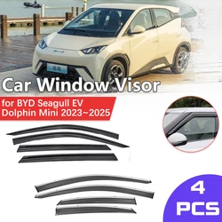 Car Window Visor Shelter for BYD Seagull Dolphin Mini EV 2023~2025 Rain Eyebrow Sun Vent Awning Smoke Deflector Guard Accessorie