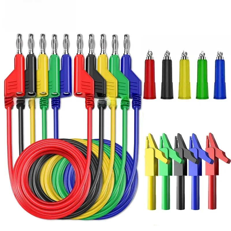 Cleqee P1036A 4mm Wtyczka bananowa do multimetru Zestaw przewodów pomiarowych Przewód PVC Zacisk krokodylkowy typu U Wtyczka widełkowa Zestaw narzędzi samochodowych — zdjęcie 2