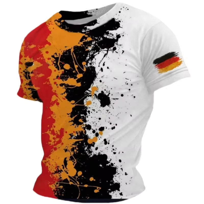 

Germany National Flag Print T Shirt For Men Outdoor Football Sports Jersey Summer Casual O-neck Loose Short Sleeve Fashion Tops