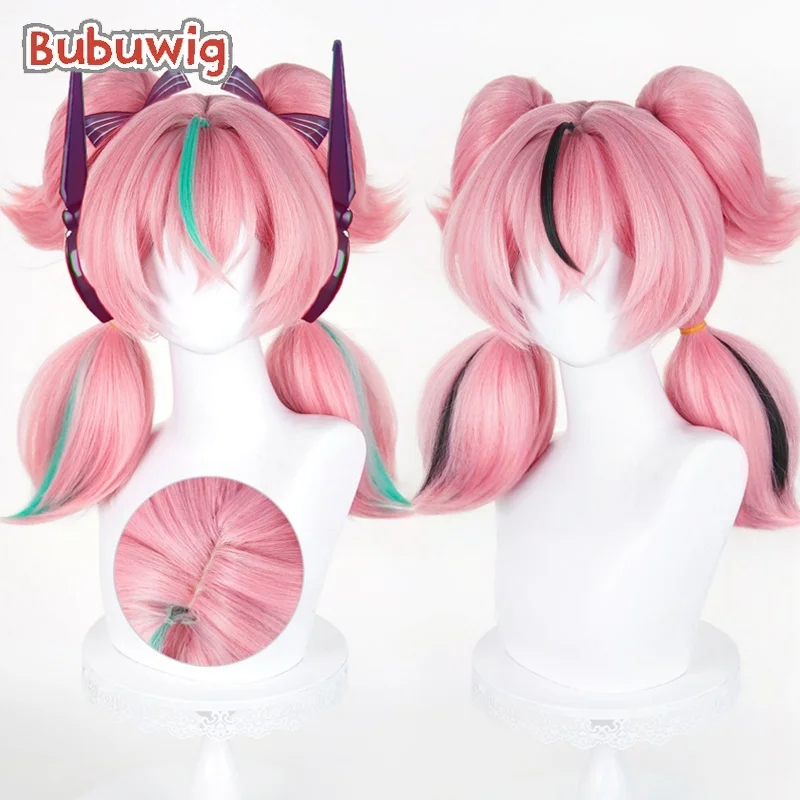 

Bubuwig Synthetic Hair Aria Cosplay Wigs Game Zenless Zone Zero Aria 52cm Straight Pink Mixed Green Ponytail Wig Heat Resistant