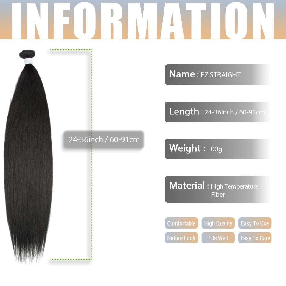 Extensões retas sintéticas do cabelo, fibra de alta temperatura, louro, Brown, Cosplay, diário, 24"