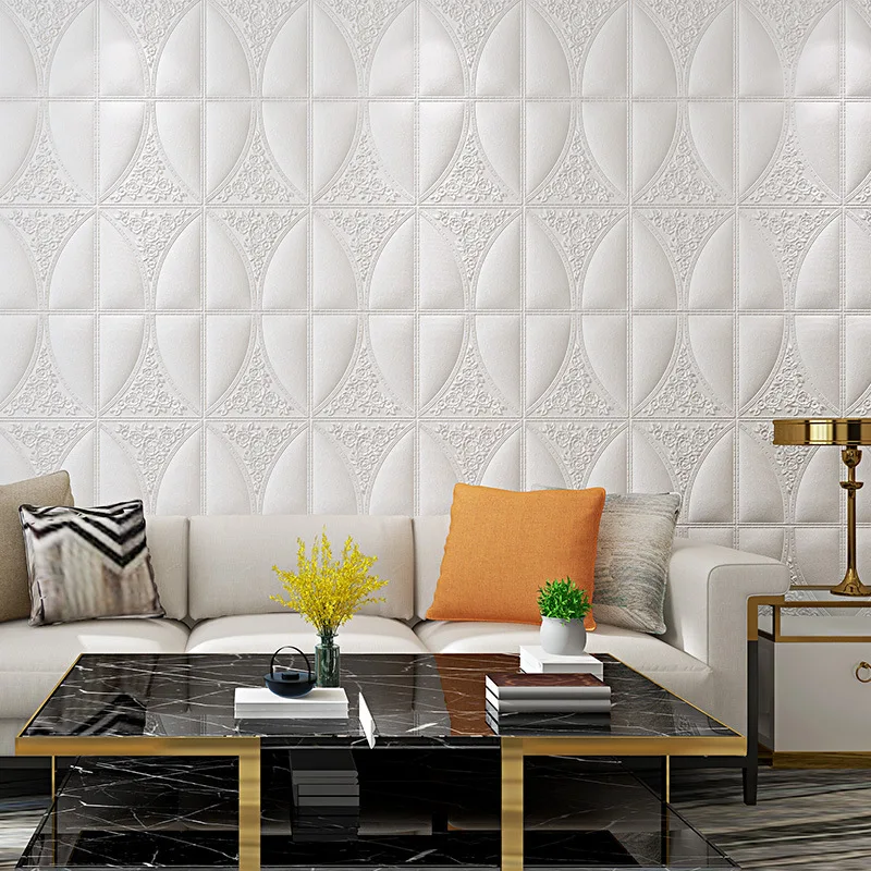35*35cm Creative Self-adhesive Panels TV Background Wall Stickers Living Room Wallpaper Grid Soft Bag 3D Home Decoration