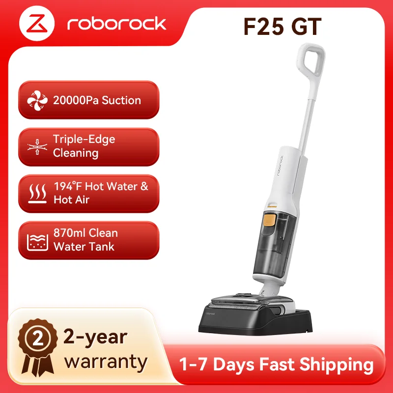 roborock F25 GT aspirateur humide et sec, 20 000 Pa, nettoyage des bords électrique, auto-nettoyage et séchage à haute température 90 °C roborock F25 GT aspirateur humide et sec, 20 000 Pa, nettoyage des bords électrique, auto-nettoyage et séchage à haute température 90 °C