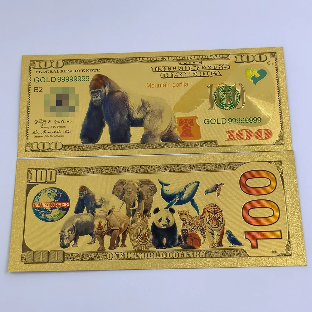 الولايات المتحدة الأمريكية 100 دولار الذهب احباط الأوراق النقدية الأحمر تكدرت ليمور/الباندا الأوراق النقدية البلاستيكية التذكارية هدايا لمحبي الحيوانات وجواعه #4