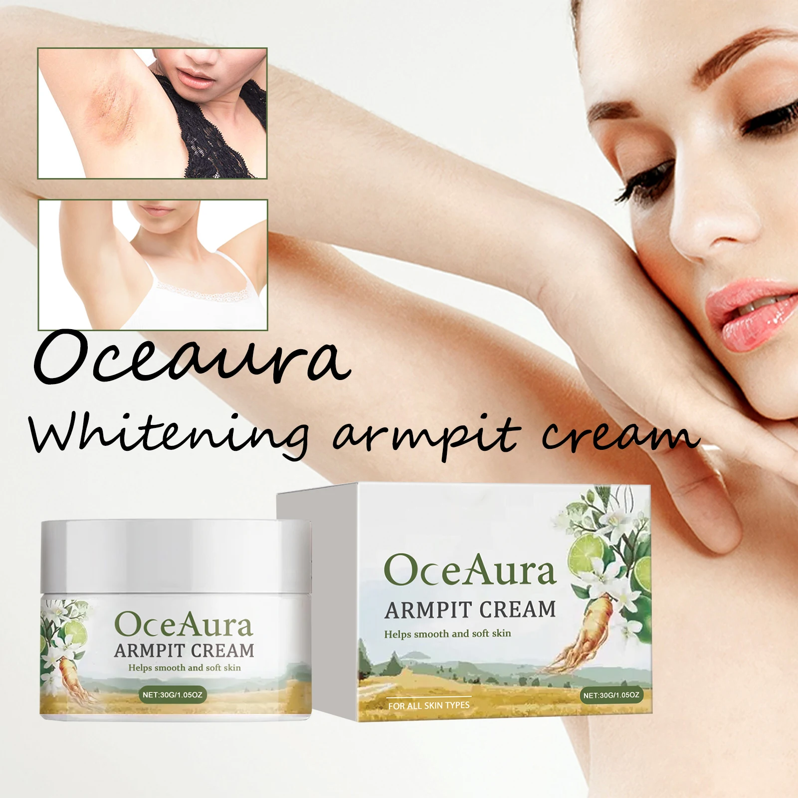 

Oceaura Armpit Whitening Cream Reduce Skin Dullness Moisturizing Remove Bad Odors Smoothing Nourishing Brightening Armpit Lotion